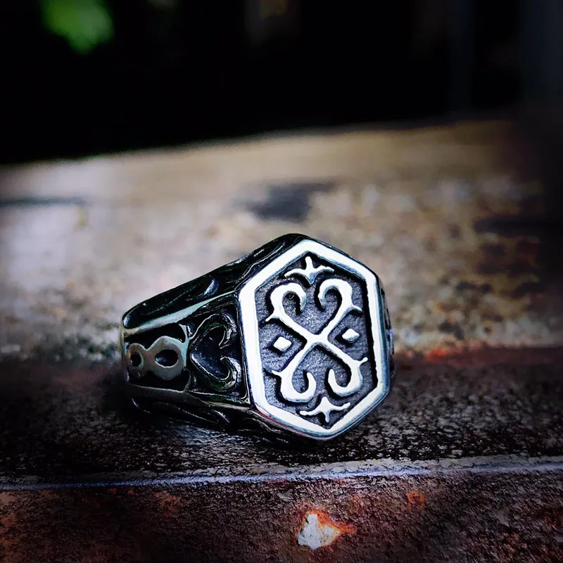 Beier 316L Stainless Steel Viking Men Ring Knot Rune Norse Jewelry Gothic Pattern Ring LLBR8-215R US Size
