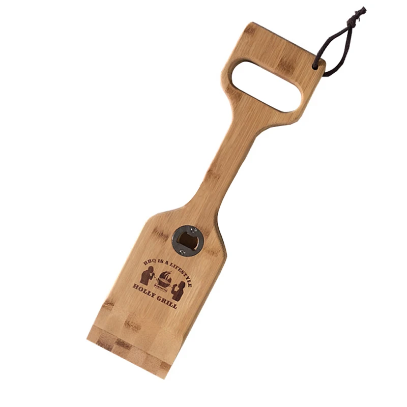 Барбекю гриль деревянная лопатка для чистки дуба инструмент скребок многофункциональная открывалка для бутылок чистая и гигиеническая