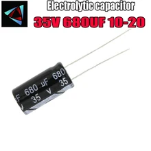 6 шт.; высокое качество; большие размеры 35-V 680 мкФ 10-20 мм 680 мкФ 35V 10*20 электролитический конденсатор с алюминиевой крышкой