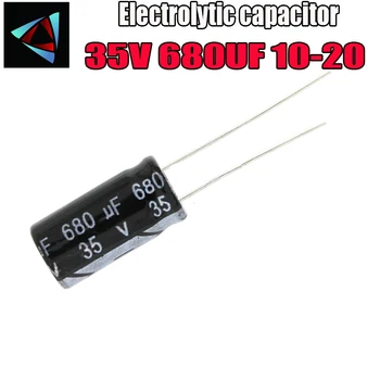 

6PCS Higt quality 35V 680UF 10-20mm 680UF 35V 10*20 Electrolytic capacitor