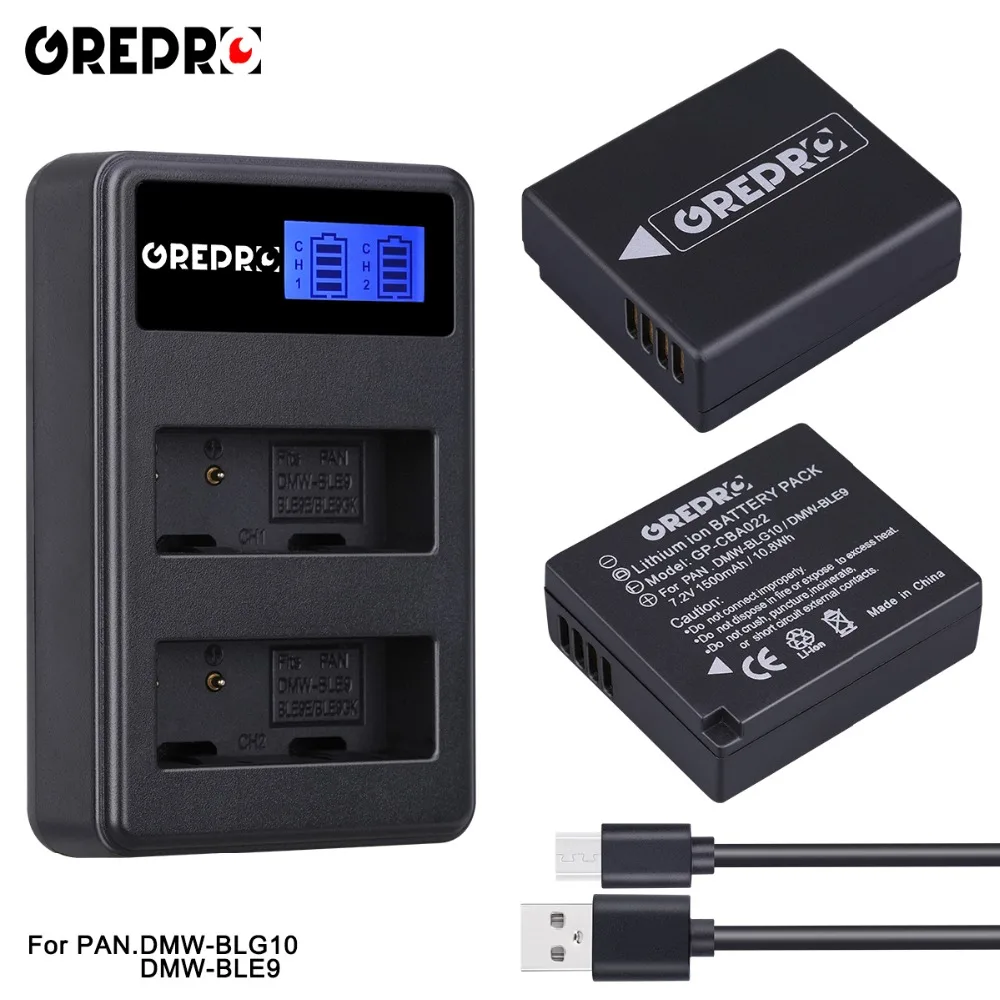 2pcs 1500mAh DMW BLG10 DMW BLG10 DMW BLE9 BPDC15 Battery LCD Dual USB Charger for Panasonic