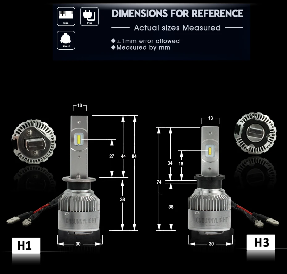 CNSUNNYLIGHT Mini CSP LED Car Headlight H7 H4 H11H8 H1 9005 HB3 9006 HB4 50W 7600Lm Turbo-LED Headlamp Fog Light Bulb Accessory (9)