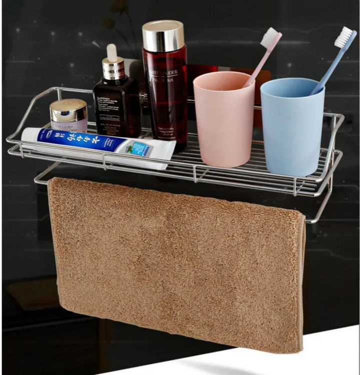 

Stickers Stainless Steel Wall Mounted Bathroom Shower Holder for Shampoo Shower Storage Organizer Bathroom Shelf