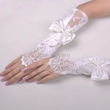 Горячая Новые Свадебные перчатки с кружевная Апликация бант модные свадебные перчатки Элегантные белые/цвета слоновой кости/красные свадебные аксессуары