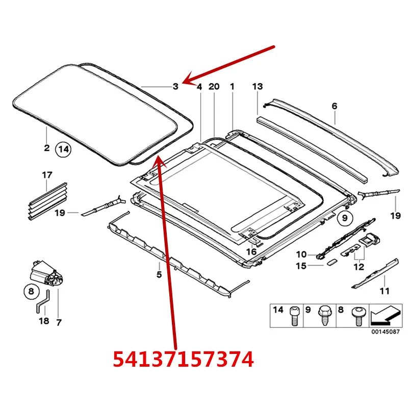 Водонепроницаемая резиновая уплотнительная лента Sunroof 2004 2011b mw320 318 330i M3 120 E90 E92 для