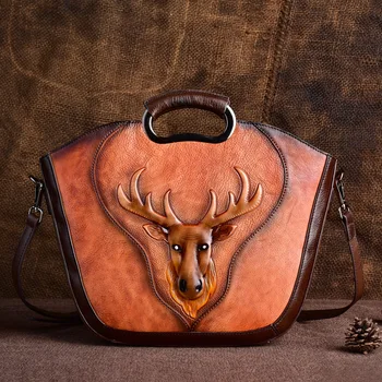 

Luxury Crossbody Bags for Women Genuine Leather Messenger Bag Vintage Animal Prints Shoulder Handbag Ladies Cow Leather Bag Tote