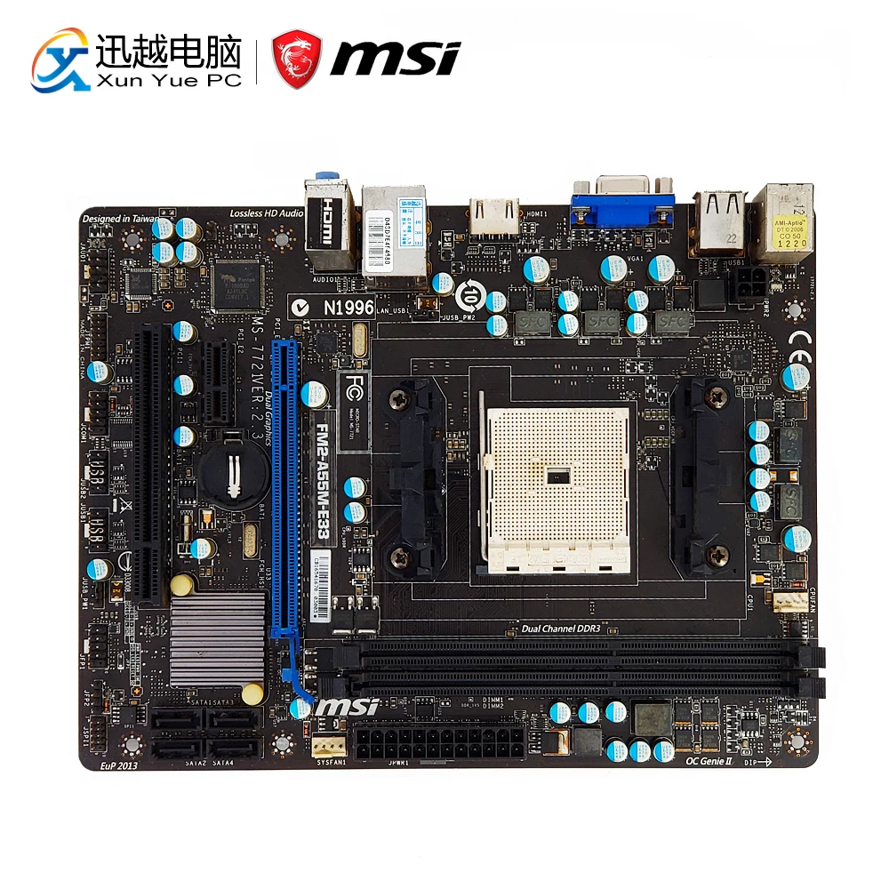 

MSI FM2-A55M-E33 Desktop Motherboard A55 Socket FM2 Support A10/A8/A6/A4 DDR3 32G SATA2 USB2.0 VGA DVI HDMI Micro-ATX