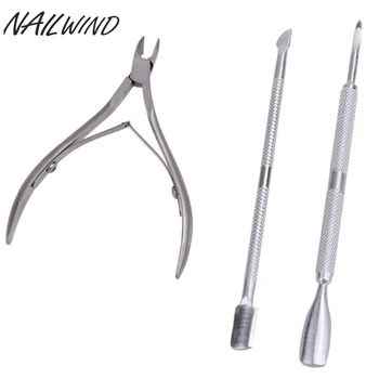 

NAILWIND 3PCS/Set Cuticle Pusher Nail Art Tools Cuticle Remover All For Manicure Stick for Nail Gel varnish Cleaner Kit Cut Nail