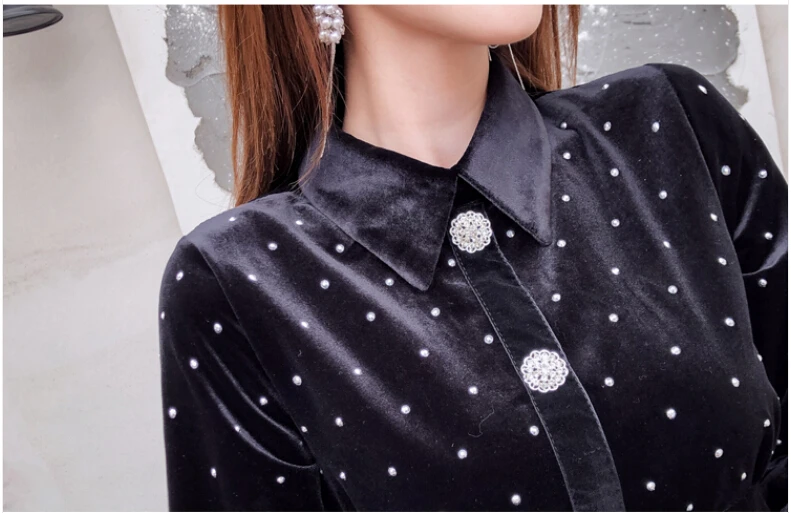 Женское бархатное платье SMTHMA, черное платье со стразами и с камнями в виде алмазов, зима