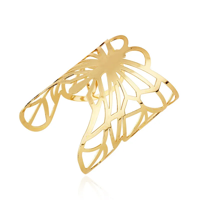 LZHLQ металлический позолоченный полый милый браслет бабочка женский широкий Браслет-манжета геометрический необычный браслет трендовый браслет аксессуары