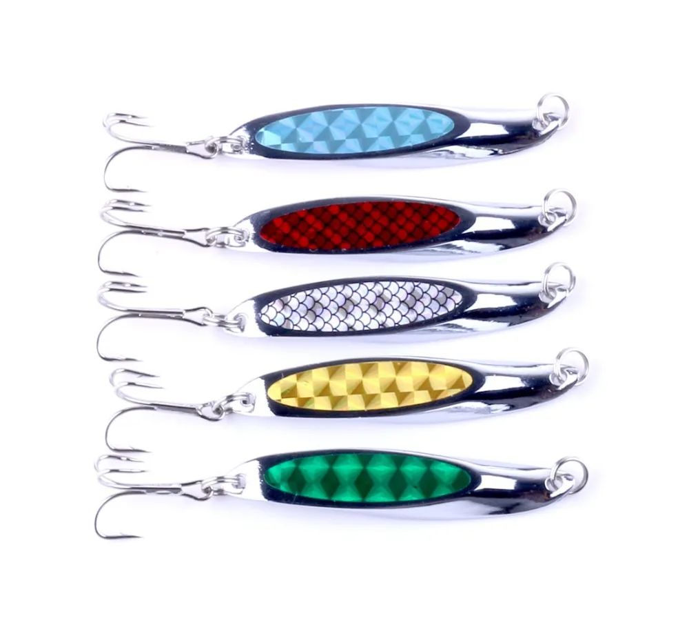

5 Pcs / set Fishing Metal Spoon Backlight 21g Multicolor Metal Spoon Multicolor Fishing Lures China Tackle Tools