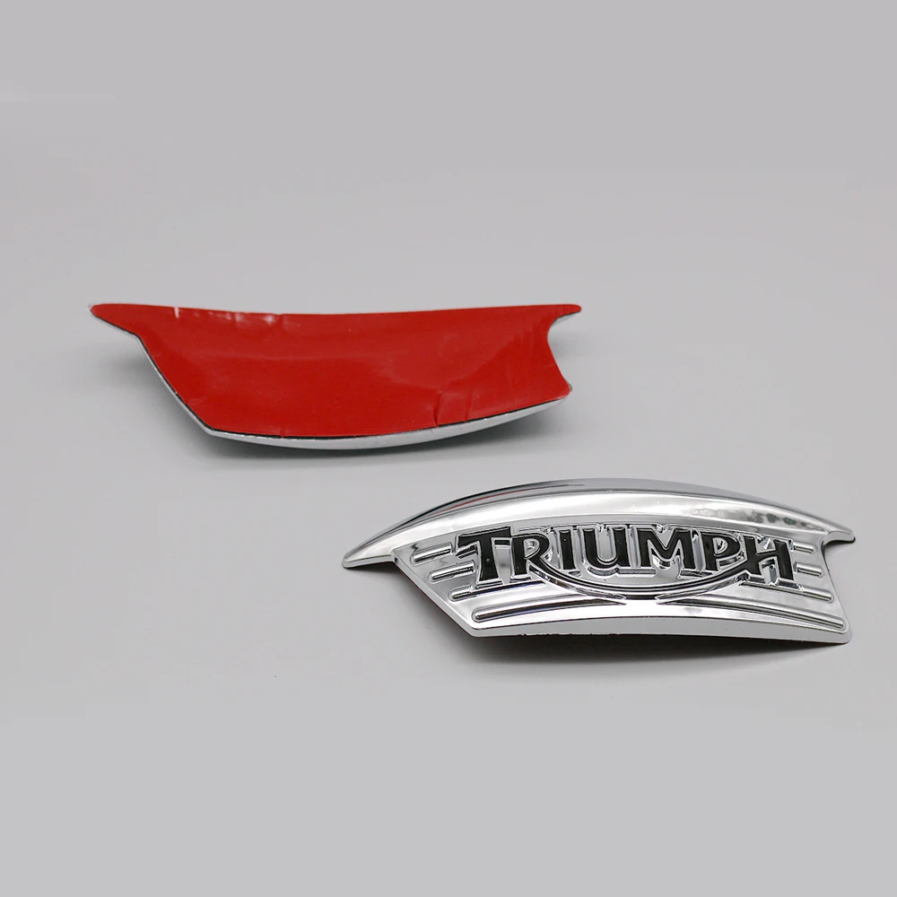 Motorcycle 2PCS 3D Chrome Tank Emblem Badge Sticker decals For Triumph