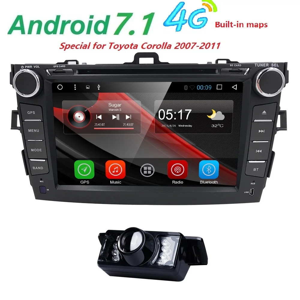 

Autoradio 2 din Android 7.1 Car DVD Multimedia For Toyota corolla 2008 2007 2009 2010 2011 head unit Car Audio tape recorderWifi