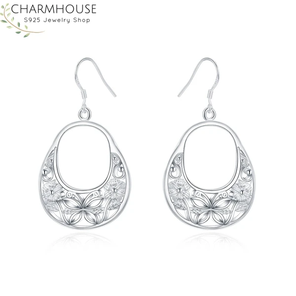 

Charmhouse 925 Silver Earrings for Women U Shape Dangle Earing Brincos Pendientes Vintage Jewelry Accessories Party Gifts