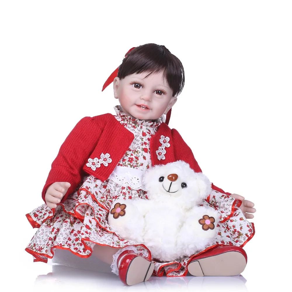 

Reborn girls toys dolls 22"55cm vinyl silicone reborn baby dolls red princess toddler doll bebes reborn bonecas child gift