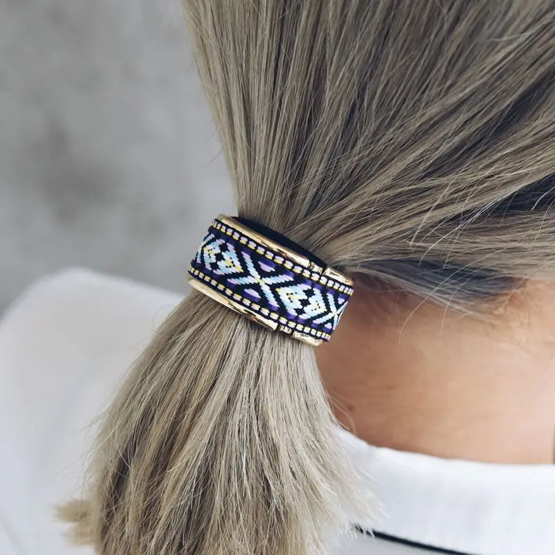 2017 new Bohemia folk style Metal Hair Cuff Ponytail Holder Wrap Tie