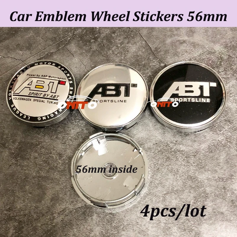 

Car styling (Set 4) for ABT logo Wheel Center hub cap 60mm 2.36inch car Emblem Covers For vw Passat B6 B7 CC Golf Jetta MK5 MK6