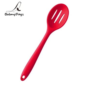 

Silicone Slotted Spoon Large Silicone Kitchen Spoon Scoop Long Handle Strainer Spoon Colander Straining Mixing Cooking Utensils