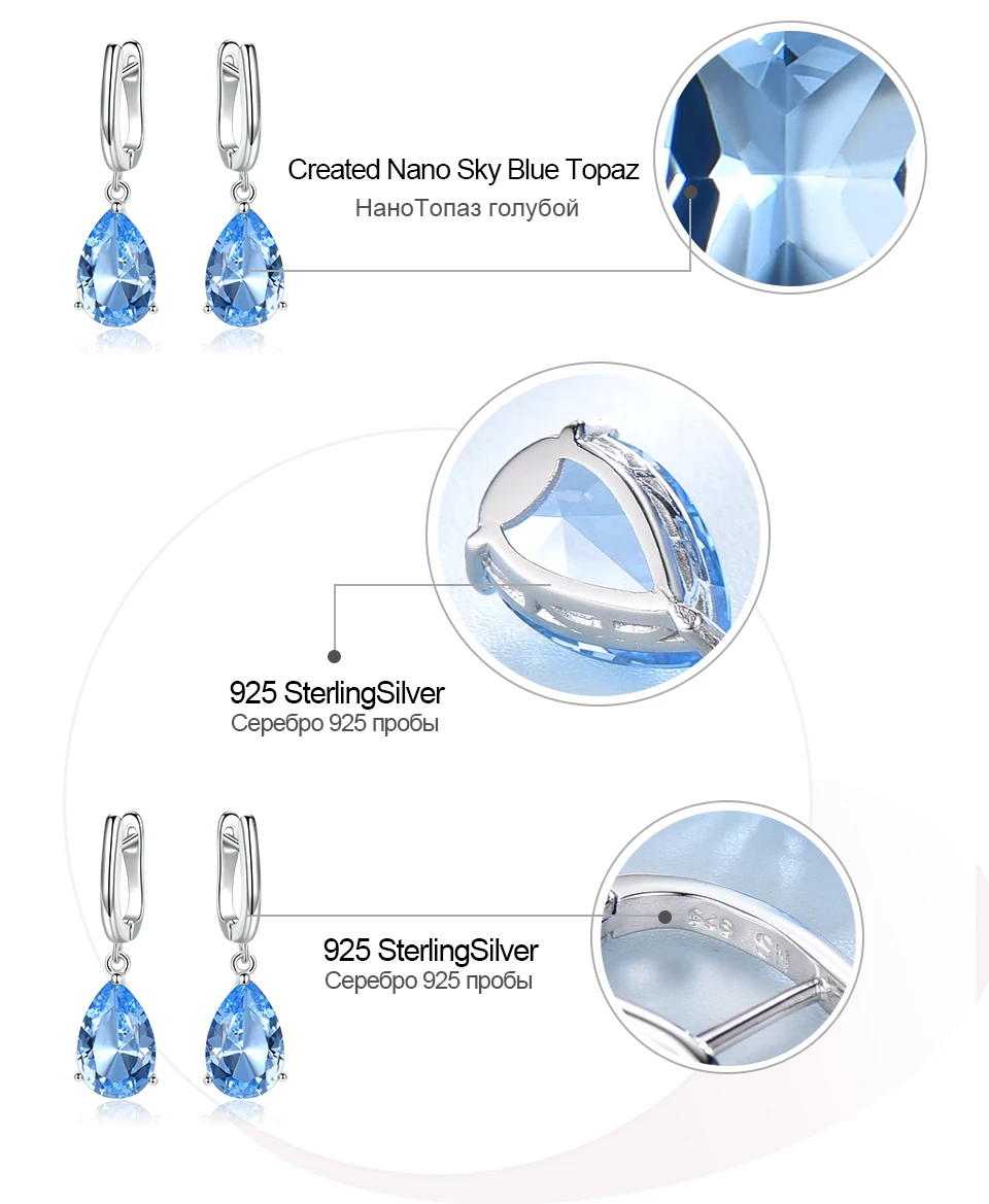UMCHO Nano Sky Blue Topaz 925 sterling silver earring for women EUJ095B-1-pc (7)