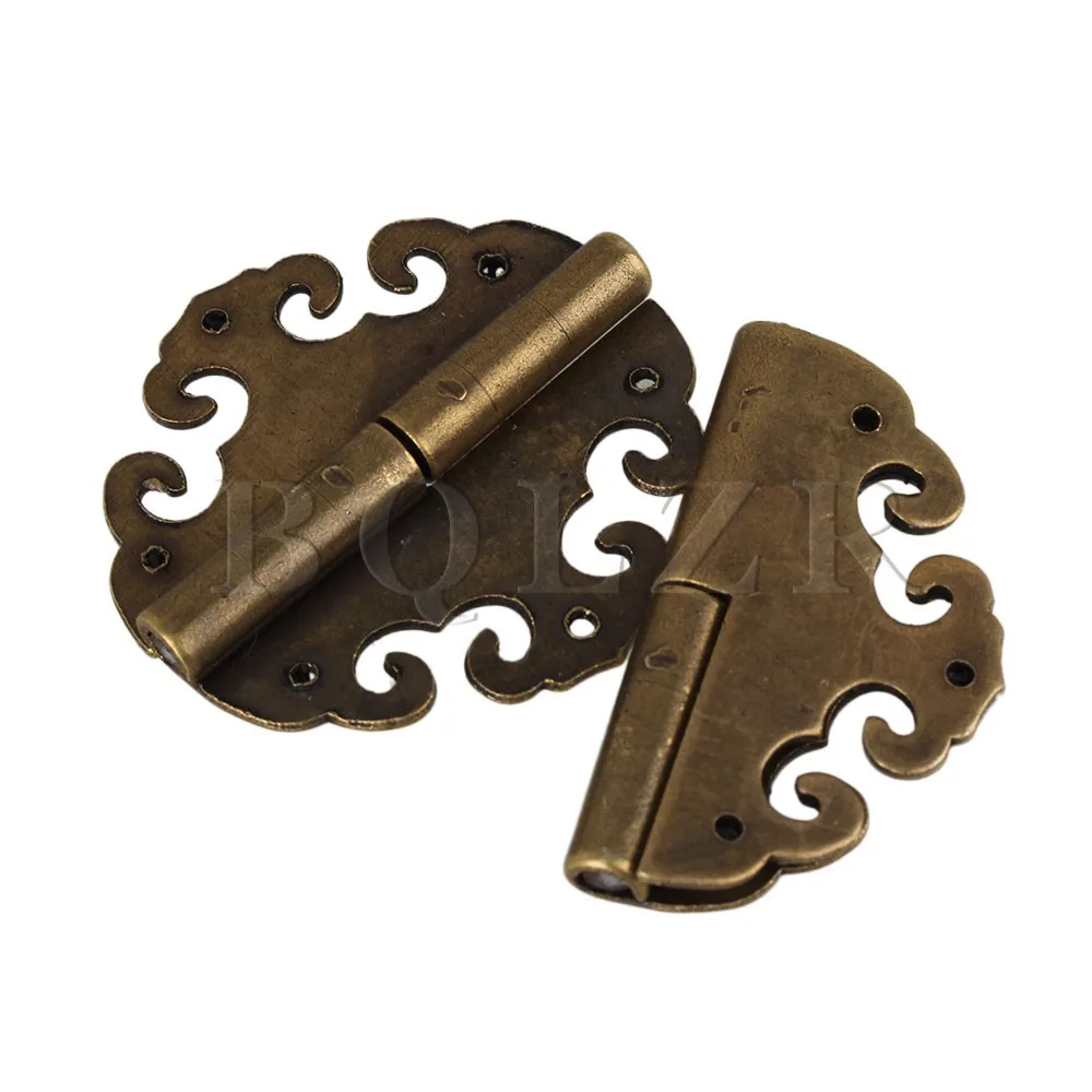 BQLZR 2pcs 40 x 40mm Antique Auspicious Clouds Decorative Bronze Surface Hinges