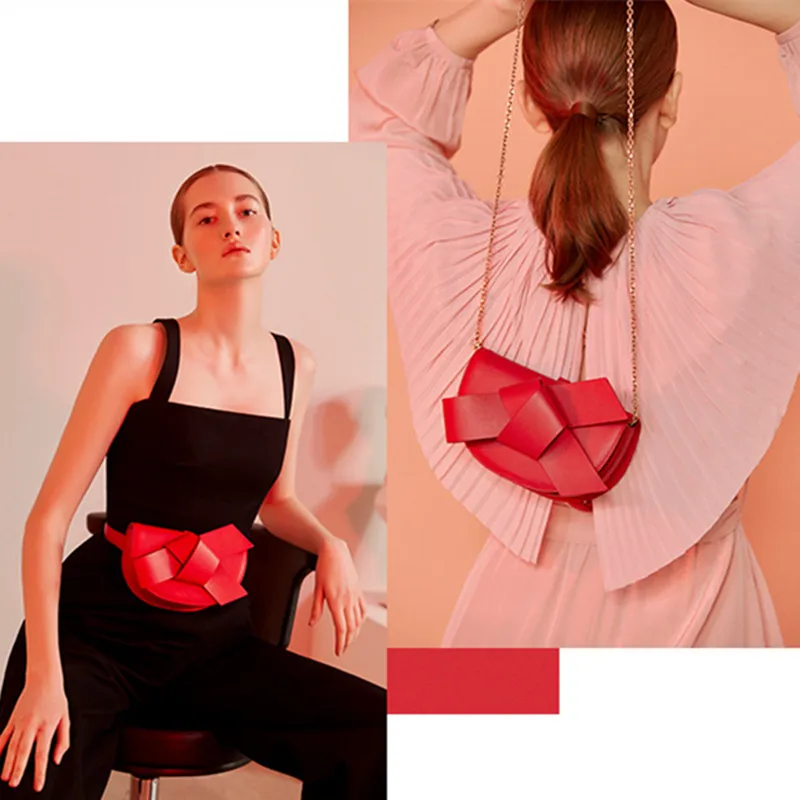 

Fashion Bow Saddle Women Shoulder Bags Designer Handbags Luxury Pu Chain Crossbody Bag Lady Waist Packs Mini Small Female Purse