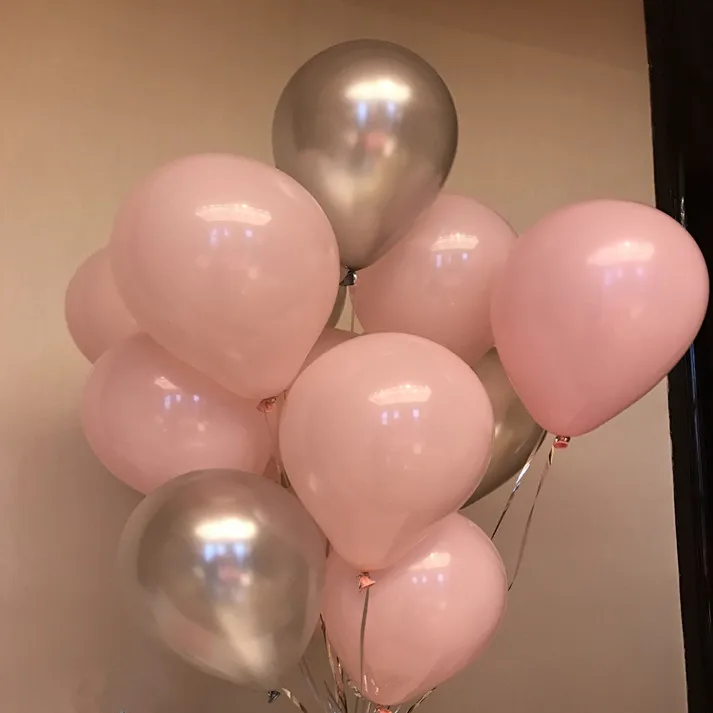 12 шт. 10 дюймов розовый серебряный белый латексный воздушный шар Свадебный шар украшения на вечеринку дня рождения Принцесса воздушный шар для детей