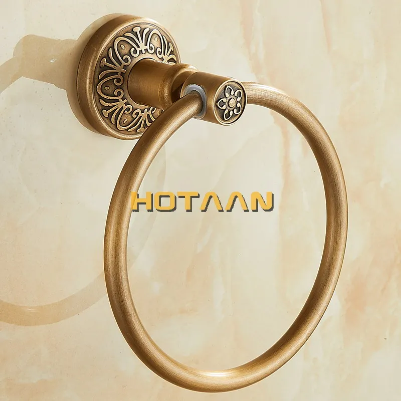 Günstig Solide Aluminium Wand Montiert Runde Antike Messing Farbe Handtuch Ring Neue Bad Handtuch Halter Handtuch Rack für Bad Zubehör