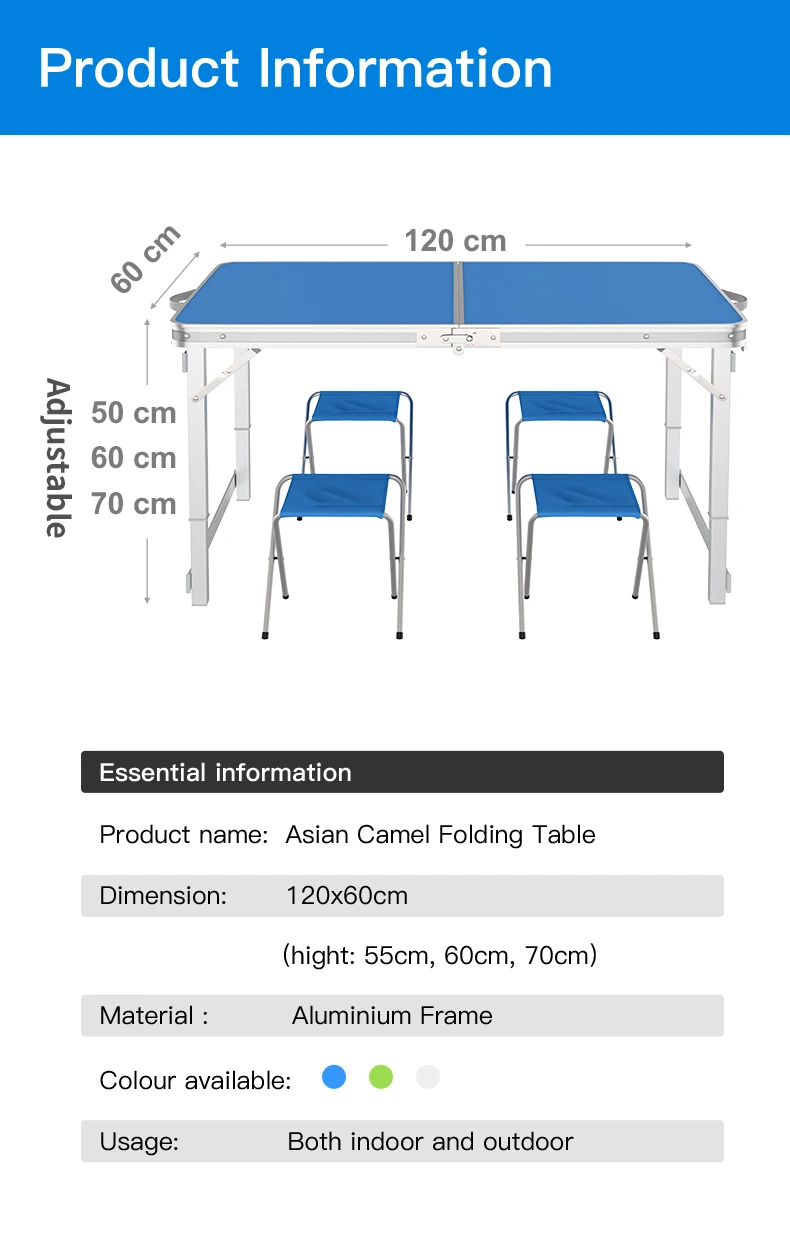 Уличный складной стол с 4 шт. табурет Кемпинг Алюминиевый сплав для пикника водонепроницаемый ультра-легкий прочный складной настольный стол 120*60 см