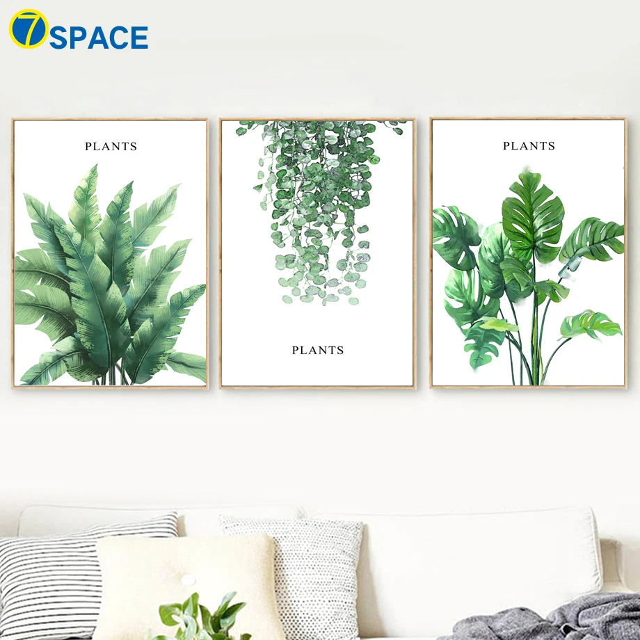 

Watercolor Green Plants Monstera Leaves Wall Art Canvas Painting Nordic Posters And Prints Wall Pictures For Living Room Decor