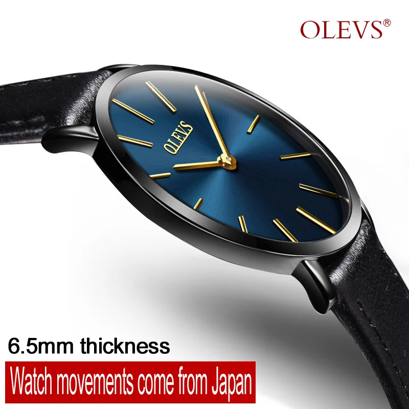 OLEVS Simple Women Quartz Wristwatches Leather Strap Ultrathin Dial Ladies Waterproof Watch Women Two Hands Clock Watches Gifts
