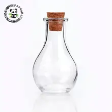 2шт прозрачный светильник стеклянный в виде лампочки бутылка для шариковых контейнеров с тампонами для упаковки ювелирных изделий, около 88x49 мм, отверстие: 15 мм