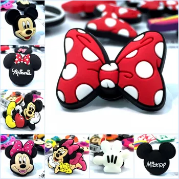 

Hot Sale 2pcs/lot High Imitation Cartoon Figure Mickey Minnie Shoe Charms, Shoe Buckles Accessories Fit for Croc JIBZ Kids Gifts
