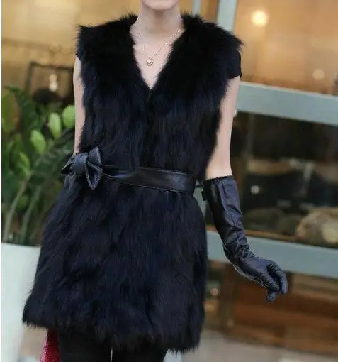 Women Fleece Vest Winter Soft Faur Fur Crew Neck Long Sleeve Stand Collar Coat