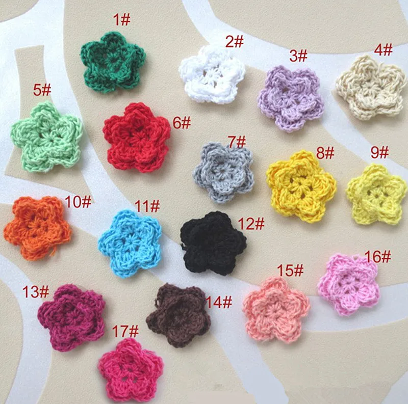 

Chengkai 50pcs 28mm 100% Cotton Handmade Knitting Crochet Flowers for DIY decoration