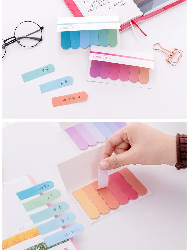 Gradient Color Memo pad Sticky notes Cute colorful Planner Page Index Stickers stationery paper bookmark school supplies