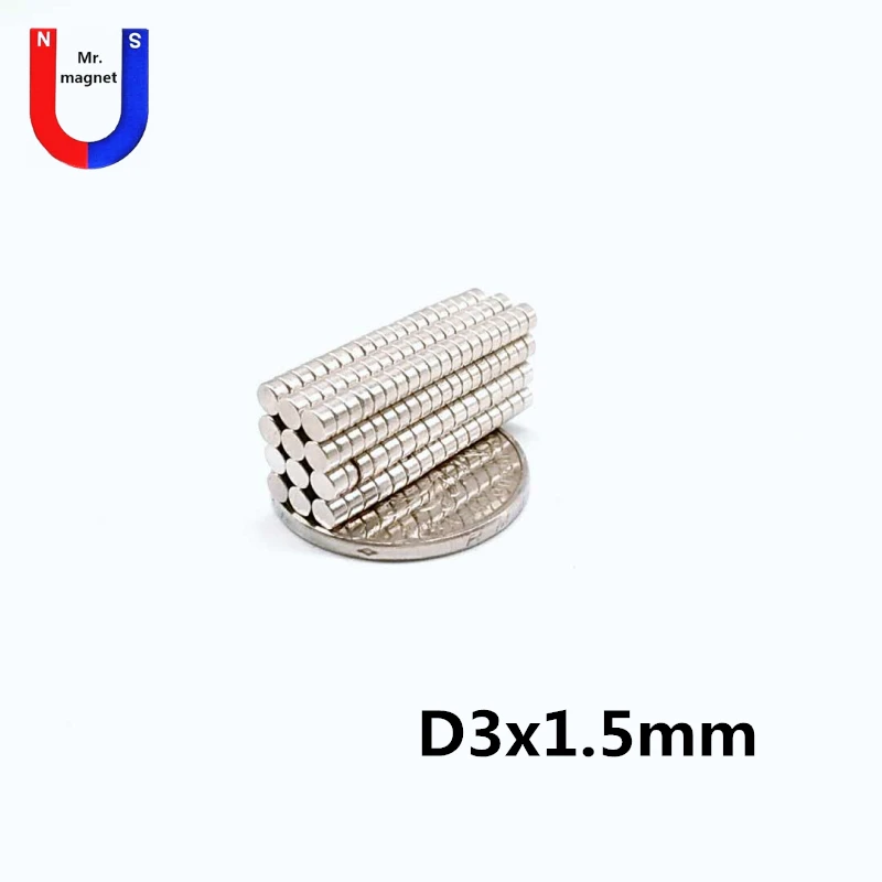 

50pcs 3x1.5 mm super strong rare earth NdFeB 3*1.5 neodymium magnet 3x1.5 magnet Mini small disc round magnets craft
