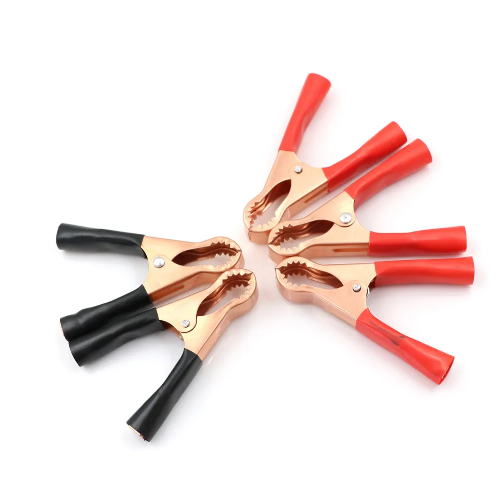 5Pcs 50A Red + Black 80mm Car Alligator Clips Battery Clamps Crocodile Clip Car Alligator Clips Random Color
