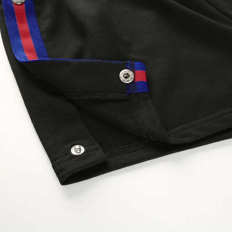 Дропшиппинг моды боковой кнопки шорты для бега Для женщин Летние черные пэчворк с высокой талией шорты Уличная Feminino шорты дно