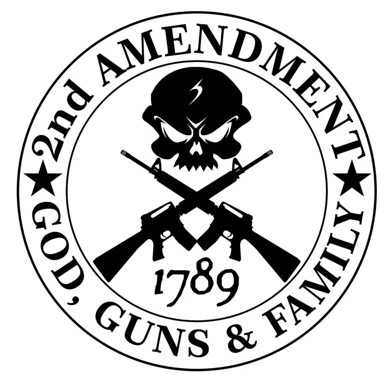 14CMX14CM 2nd AMENDMENT GOD GUNS FAMILY Vinyl Decorative Decal Car