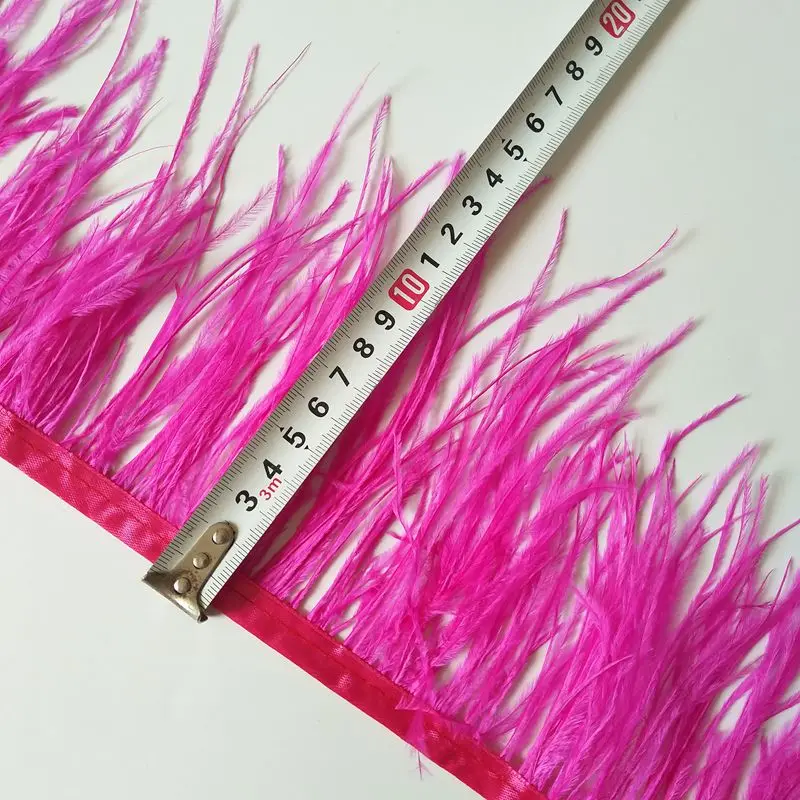 10 ярд длинный качественный Страус Обрезка волос Ткань sideband/ремень юбка/платье/костюм/ювелирные изделия 10-15 см 8-10 см ярко-розовый цвет