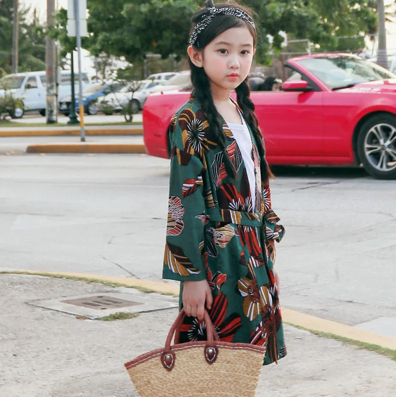 fashion 2018 print loose jacket for baby girls 11 12 14 years clothing infant big girls cotton belt light coats clothes for teenagers tops clothing  (9)