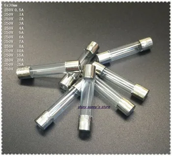 

50 pcs/Lot 6x30mm 250V Fast Blow Glass Fuse 0.5A,1A,2A,3A,4A,5A,6A,7A,8A,10A,15A,20A,25A,30A Glass Tube Fuse Brand New