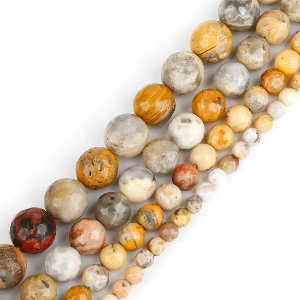 4/6/8/10mm Faceted Yellow Agates Onxy Beads 15'' Natural Stone Beads