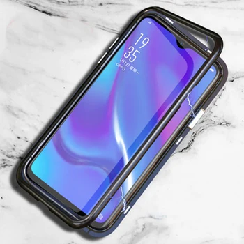 

50pcs/lot Magnetic Metal Bumper Case Shockproof Transparent Glass bumper Cover For Xiaomi Redmi Note 5 6 7 pro 6A Mi 9 8 lite