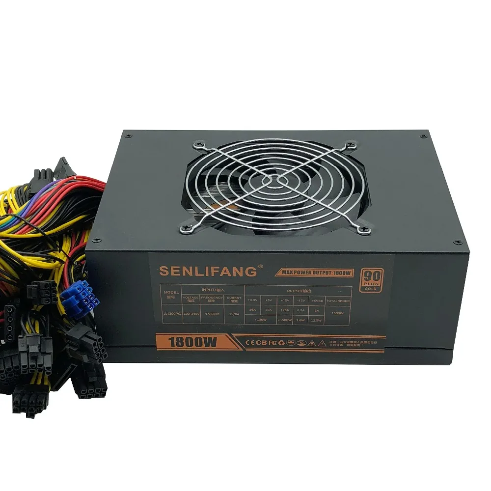 Brand new 1800W Mining power Supply 24pin 100V-240V R9 380/390 RX 470/480 RX 570 for BTC ETC ZEC