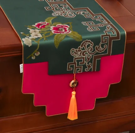 Классический китайский стиль настольная дорожка для гостиной чайный Телевизор покрытие шкафа полотенце Модная Современная скатерть домашний декор LFB781 - Цвет: dark green flower