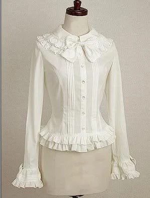 Новинка 2017 года: блузка в цветочек из чистого хлопка стиле лолита с кружевом