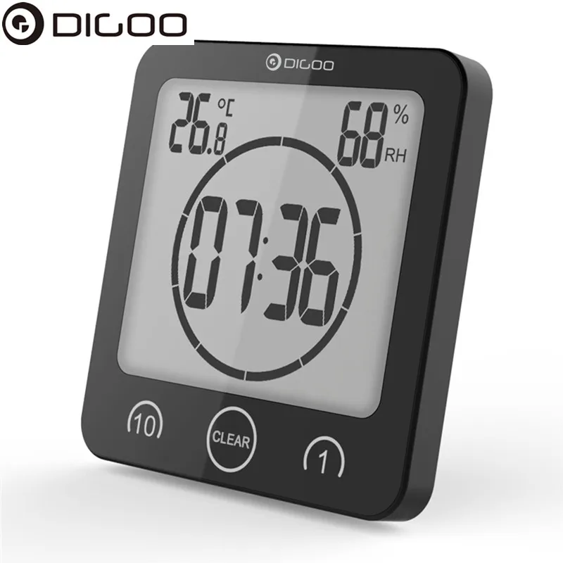 

DIGOO DG BC10 Digital LCD Bathroom Wall Clock Waterproof Suction Cups Countdown Timer Indoor Humidity Thermometer Alarm Clock