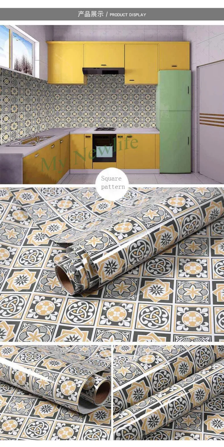 Oilproof Kitchen Decor tile Wall Stickers Waterproof Self Adhesive Wallpaper Bathroom Home Decor Films Wall Decal 60*200cm Oilproof Kitchen Decor tile Wall Stickers Waterproof Self Adhesive Wallpaper Bathroom Home Decor Films Wall Decal 60*200cm