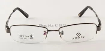 

100% Luxury Titanium Men Eyeglass Frames Gray Glasses Half-Rim Eyeglasses Optic
